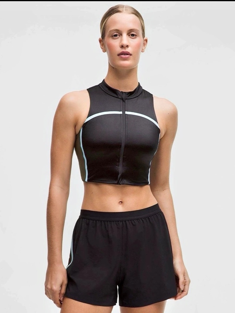 lululemon Satin Shine Full-Zip Tank *Stripe Black L